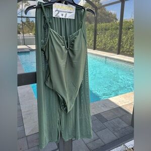 TiniBikini 2-Piece Set, One-Piece Swimsuit & Matching Pant Coverup, NWT Sz.L